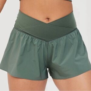 OFFLINE By Aerie Real Me Crossover Flowy Short in Olive Green